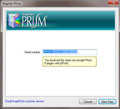 graphpad prism registration wizard